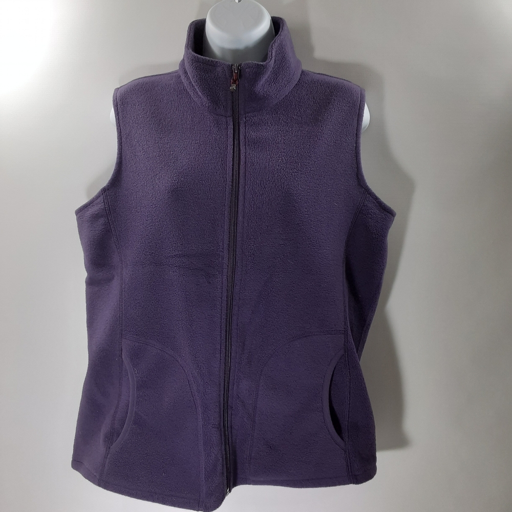 Woolrich Women's Size M Purple Fleece Vest Full Zip with Front Pockets